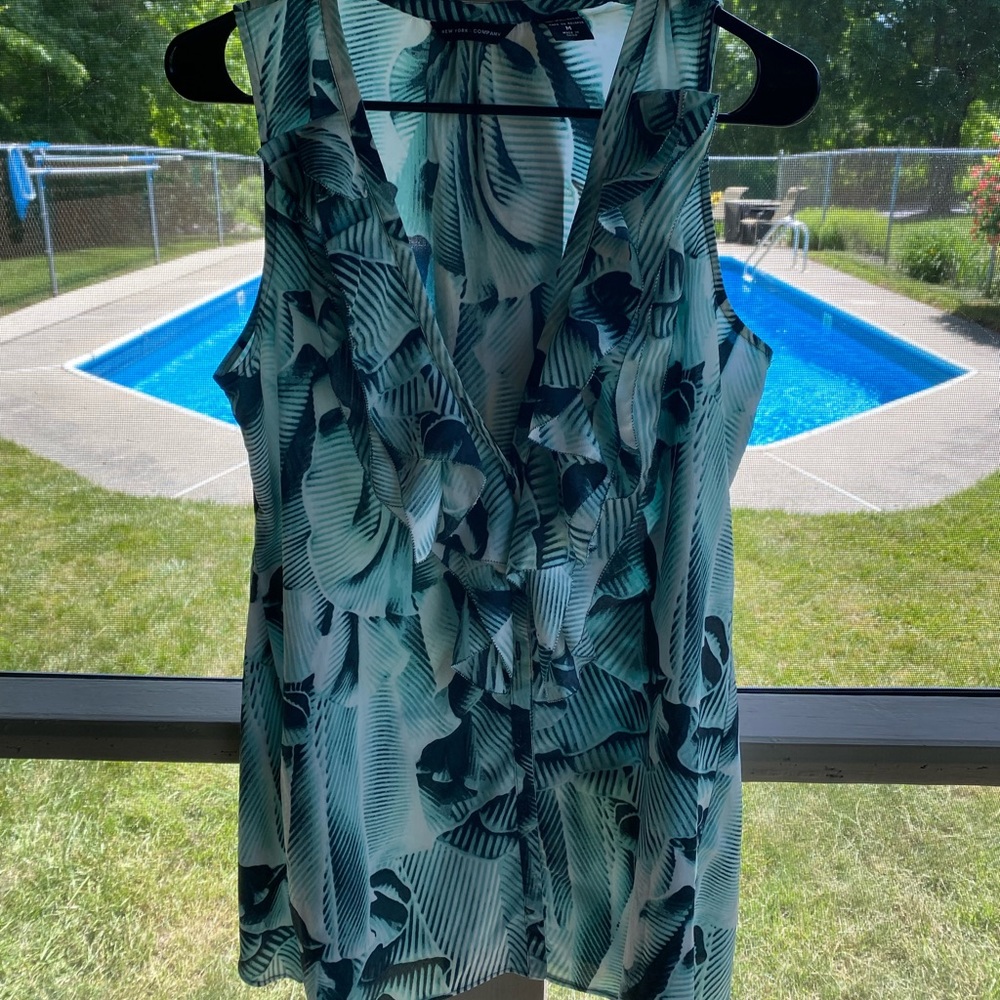 Blue and White dressy summer top